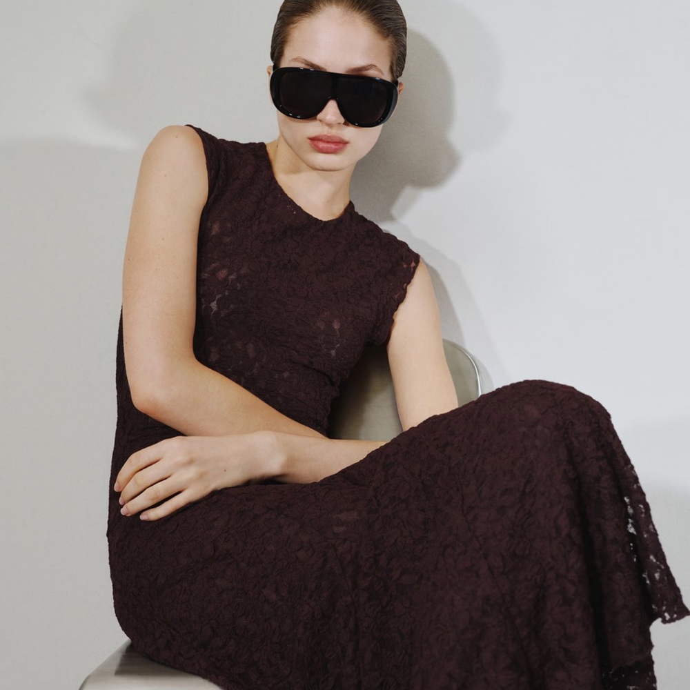 MANGO ASYMMETRIC LACE DRESS - Picture 4 of 7